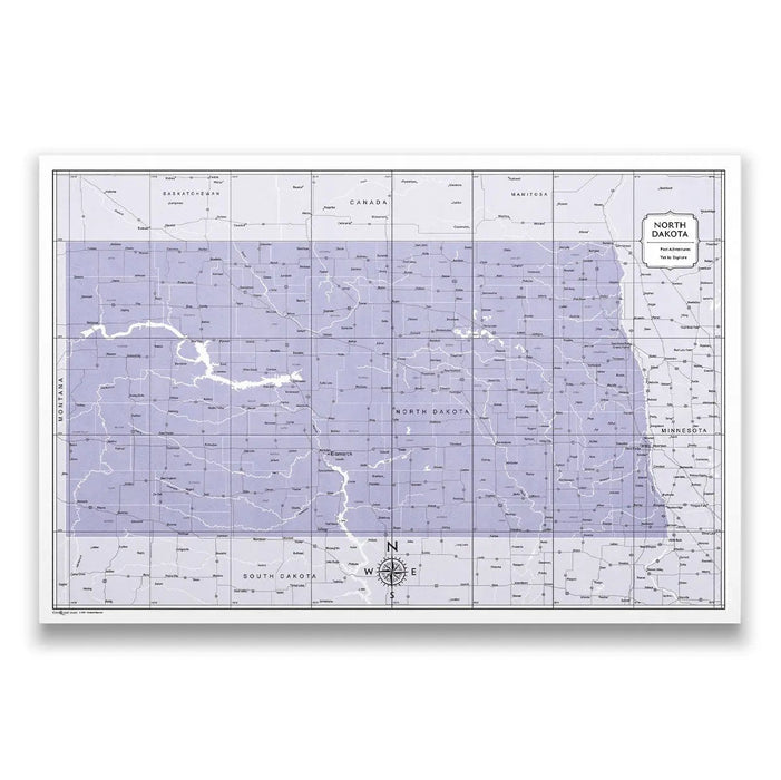 Push Pin North Dakota Map (Pin Board) - Purple Color Splash CM Pin Board