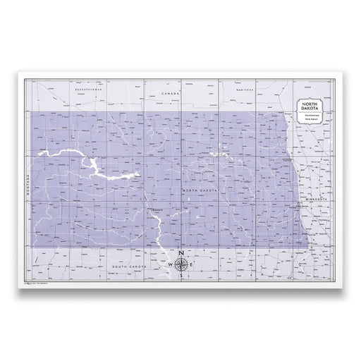 North Dakota Map Poster - Purple Color Splash CM Poster