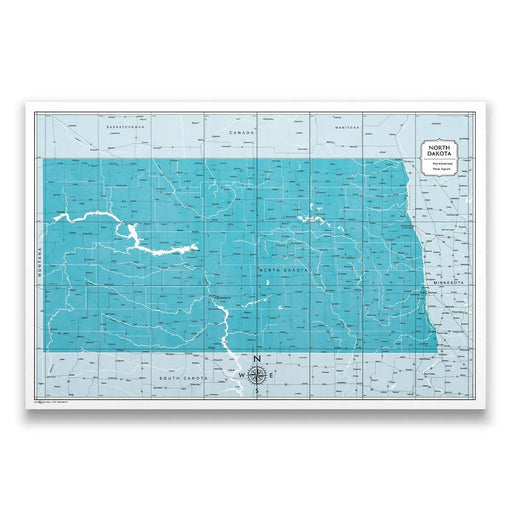 North Dakota Map Poster - Teal Color Splash