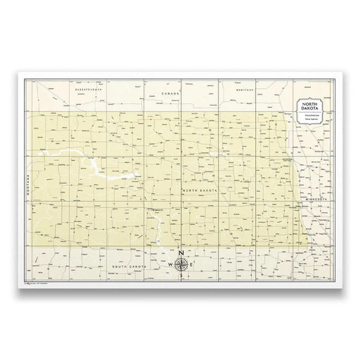 North Dakota Map Poster - Yellow Color Splash CM Poster