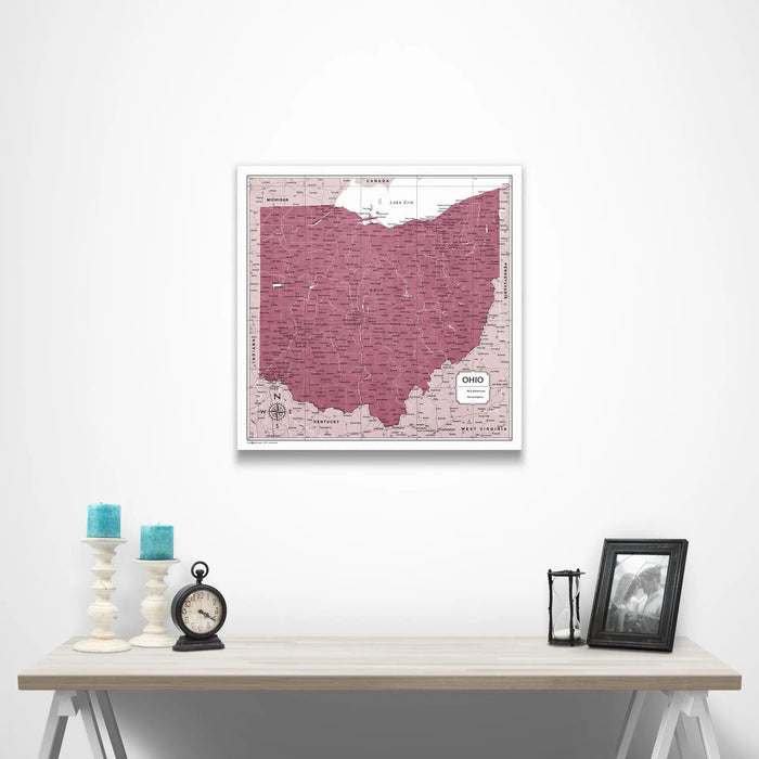 Ohio Map Poster - Burgundy Color Splash CM Poster