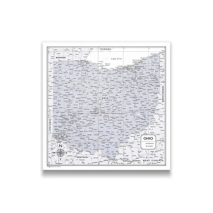 Push Pin Ohio Map (Pin Board) - Light Gray Color Splash CM Pin Board