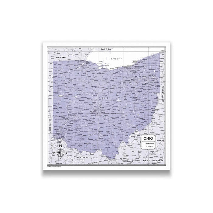 Push Pin Ohio Map (Pin Board) - Purple Color Splash CM Pin Board