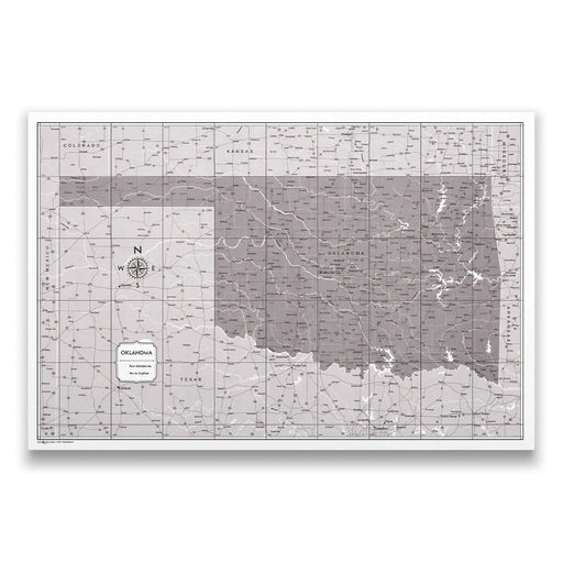 Push Pin Oklahoma Map (Pin Board/Poster) - Dark Brown Color Splash CM Pin Board