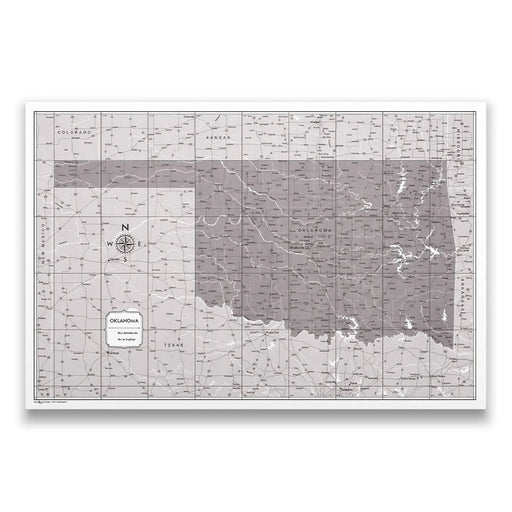 Oklahoma Map Poster - Dark Brown Color Splash