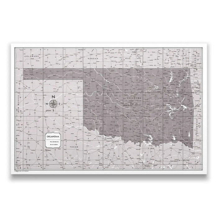 Push Pin Oklahoma Map (Pin Board) - Dark Brown Color Splash CM Pin Board