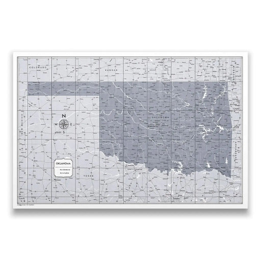 Push Pin Oklahoma Map (Pin Board/Poster) - Dark Gray Color Splash CM Pin Board