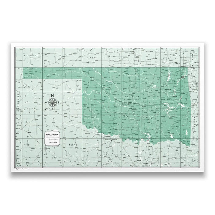 Push Pin Oklahoma Map (Pin Board) - Green Color Splash CM Pin Board