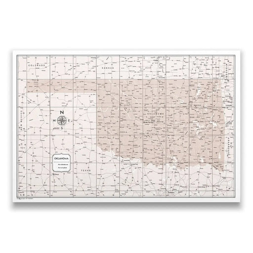 Push Pin Oklahoma Map (Pin Board/Poster) - Light Brown Color Splash CM Pin Board
