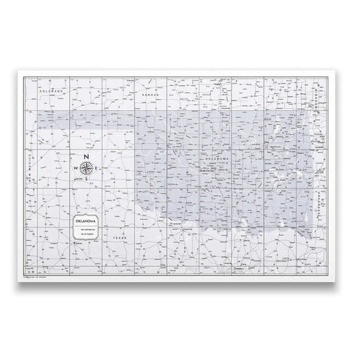 Push Pin Oklahoma Map (Pin Board/Poster) - Light Gray Color Splash CM Pin Board