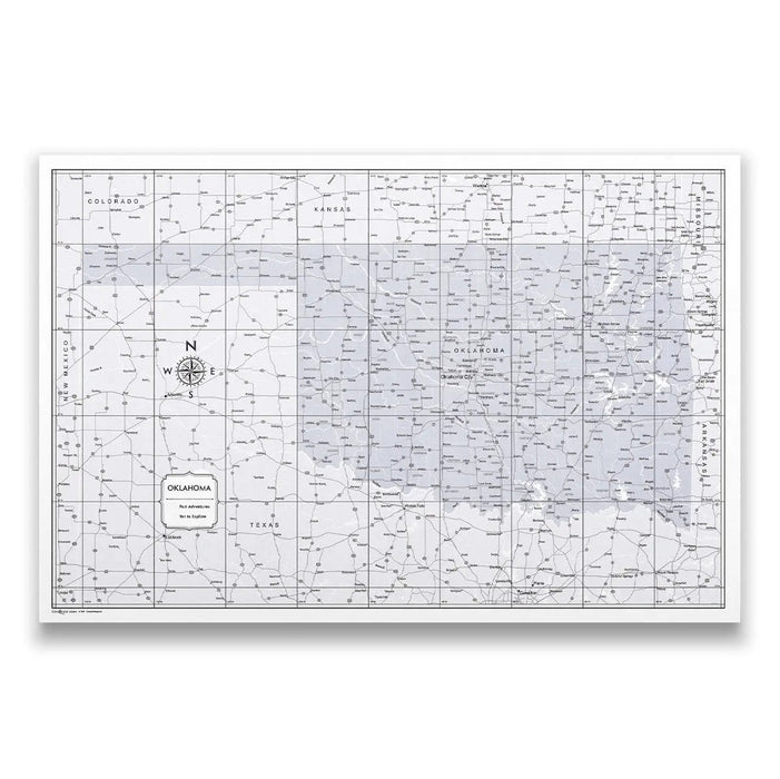 Push Pin Oklahoma Map (Pin Board) - Light Gray Color Splash CM Pin Board