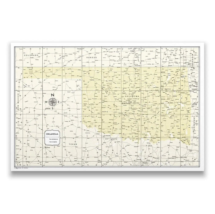 Push Pin Oklahoma Map (Pin Board) - Yellow Color Splash CM Pin Board
