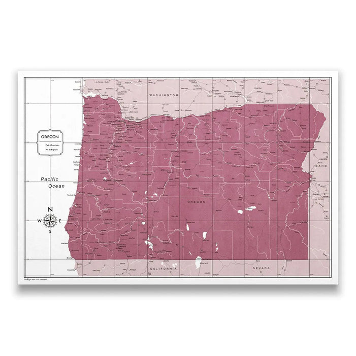 Push Pin Oregon Map (Pin Board) - Burgundy Color Splash CM Pin Board
