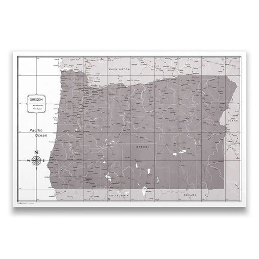 Push Pin Oregon Map (Pin Board/Poster) - Dark Brown Color Splash CM Pin Board