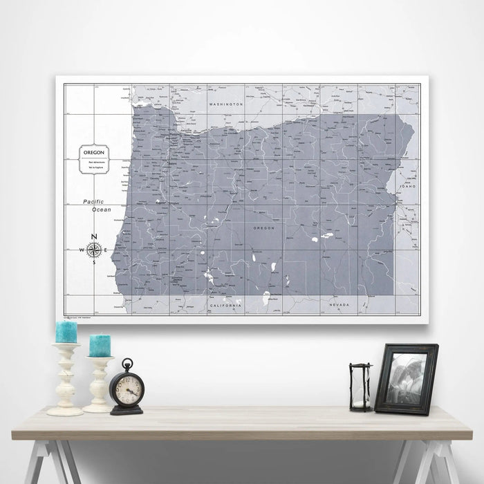 Oregon Map Poster - Dark Gray Color Splash CM Poster