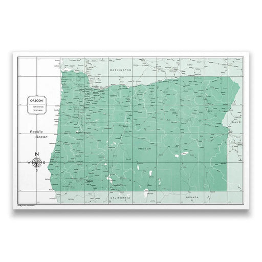 Oregon Map Poster - Green Color Splash CM Poster
