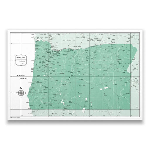 Push Pin Oregon Map (Pin Board/Poster) - Green Color Splash CM Pin Board