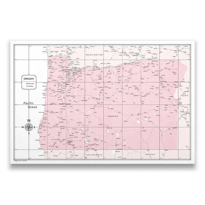 Push Pin Oregon Map (Pin Board) - Pink Color Splash CM Pin Board