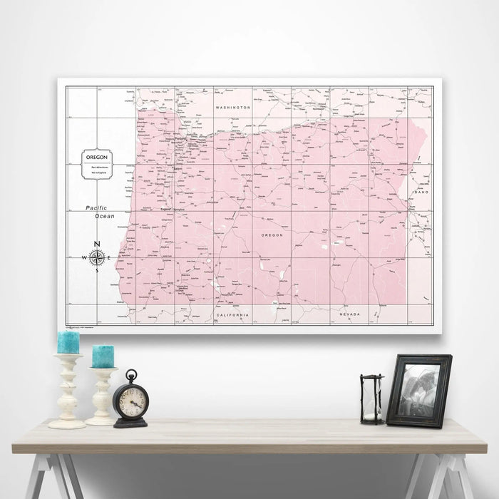 Oregon Map Poster - Pink Color Splash CM Poster