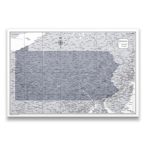 Pennsylvania Map Poster - Dark Gray Color Splash