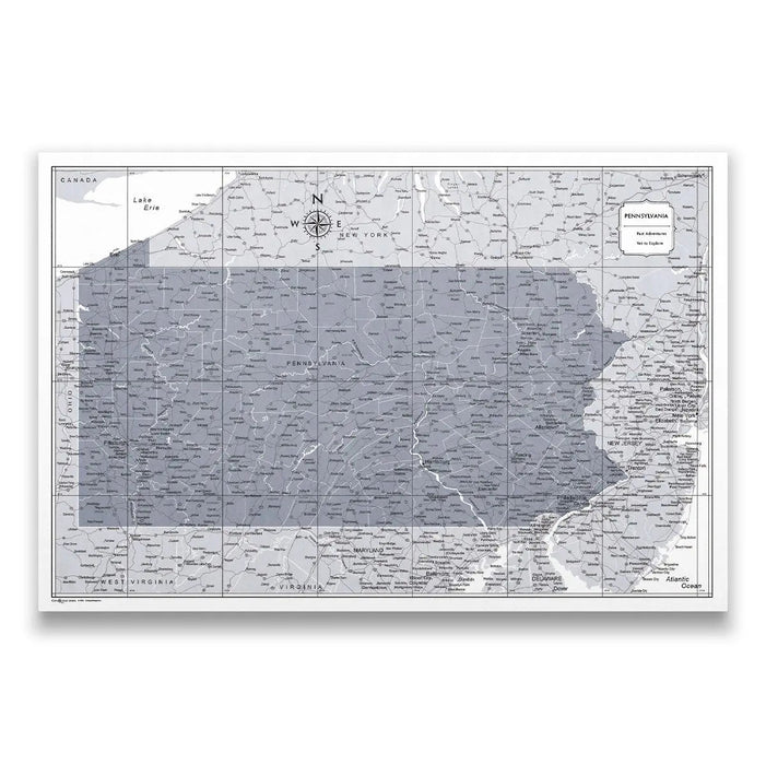 Pennsylvania Map Poster - Dark Gray Color Splash CM Poster
