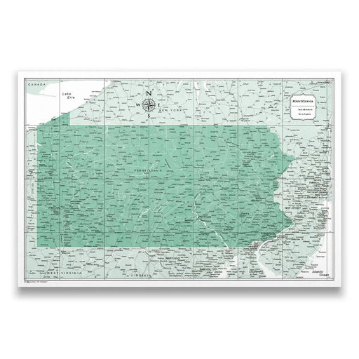 Pennsylvania Map Poster - Green Color Splash