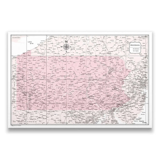 Pennsylvania Map Poster - Pink Color Splash