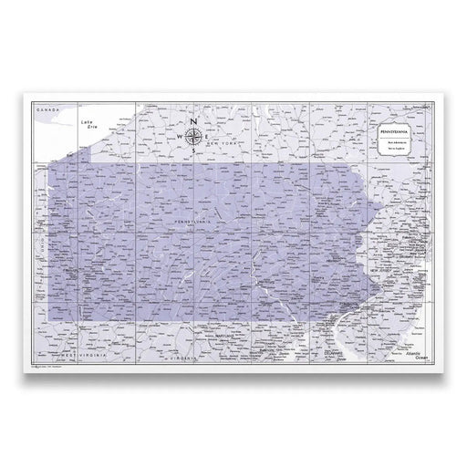 Pennsylvania Map Poster - Purple Color Splash