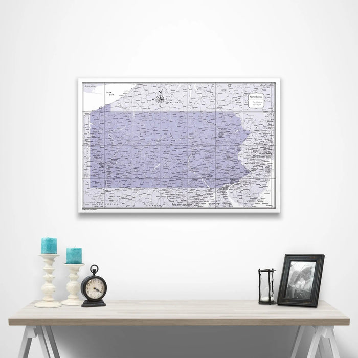 Pennsylvania Map Poster - Purple Color Splash CM Poster