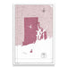 Rhode Island Map Poster - Burgundy Color Splash CM Poster