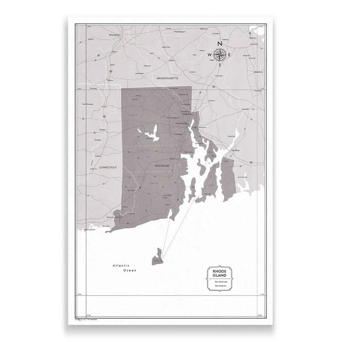 Rhode Island Map Poster - Dark Brown Color Splash CM Poster