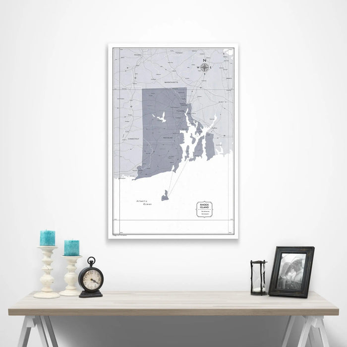 Rhode Island Map Poster - Dark Gray Color Splash CM Poster