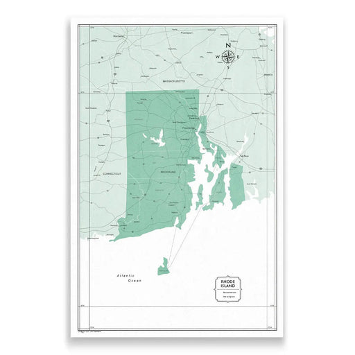 Rhode Island Map Poster - Green Color Splash CM Poster