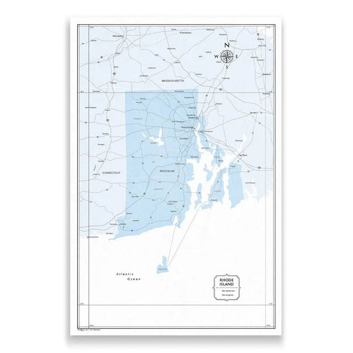 Push Pin Rhode Island Map (Pin Board) - Light Blue Color Splash CM Pin Board
