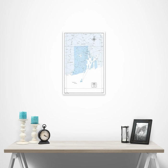 Rhode Island Map Poster - Light Blue Color Splash CM Poster