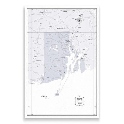 Rhode Island Map Poster - Light Gray Color Splash CM Poster