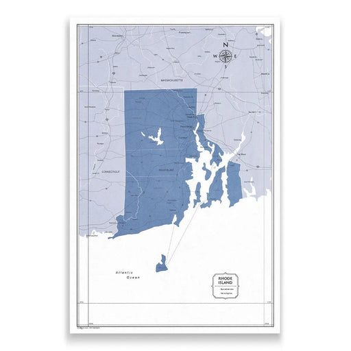 Rhode Island Map Poster - Navy Color Splash