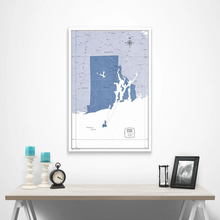 Rhode Island Map Poster - Navy Color Splash CM Poster