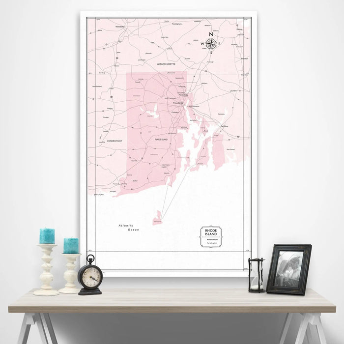 Rhode Island Map Poster - Pink Color Splash CM Poster