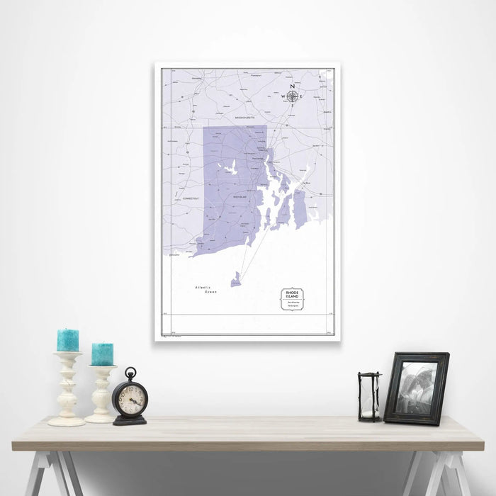 Rhode Island Map Poster - Purple Color Splash CM Poster