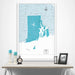 Rhode Island Map Poster - Teal Color Splash CM Poster