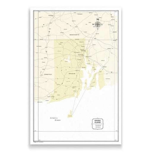 Rhode Island Map Poster - Yellow Color Splash