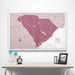 South Carolina Map Poster - Burgundy Color Splash CM Poster