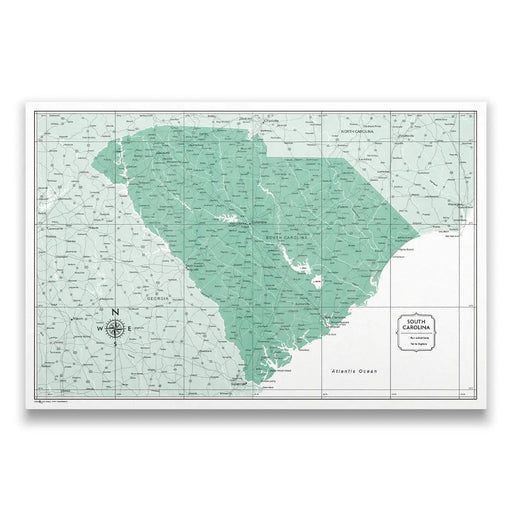South Carolina Map Poster - Green Color Splash