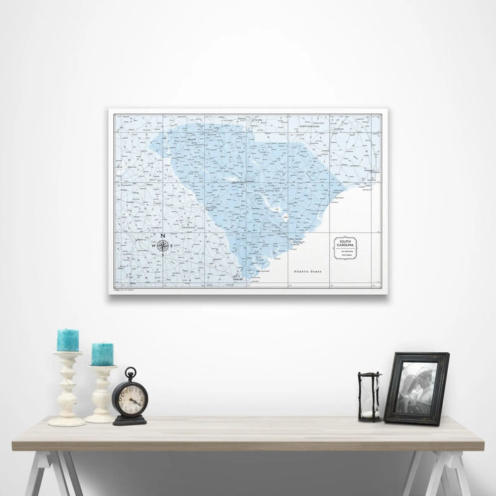 South Carolina Map Poster - Light Blue Color Splash CM Poster