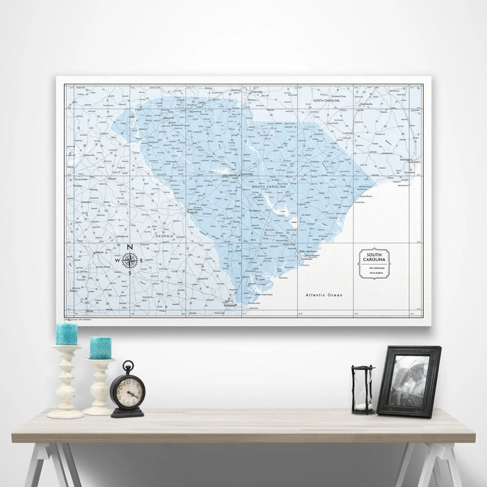 South Carolina Map Poster - Light Blue Color Splash CM Poster