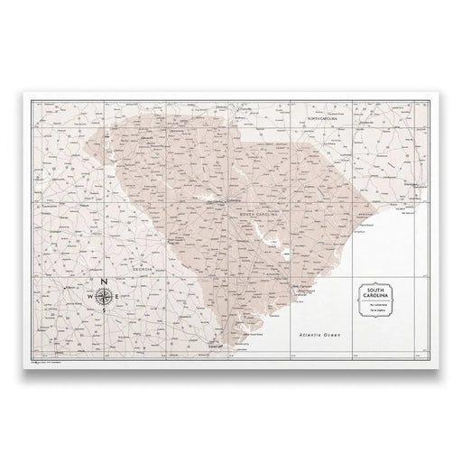 Push Pin South Carolina Map (Pin Board) - Light Brown Color Splash CM Pin Board