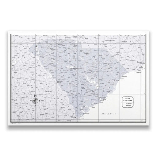 Push Pin South Carolina Map (Pin Board) - Light Gray Color Splash CM Pin Board