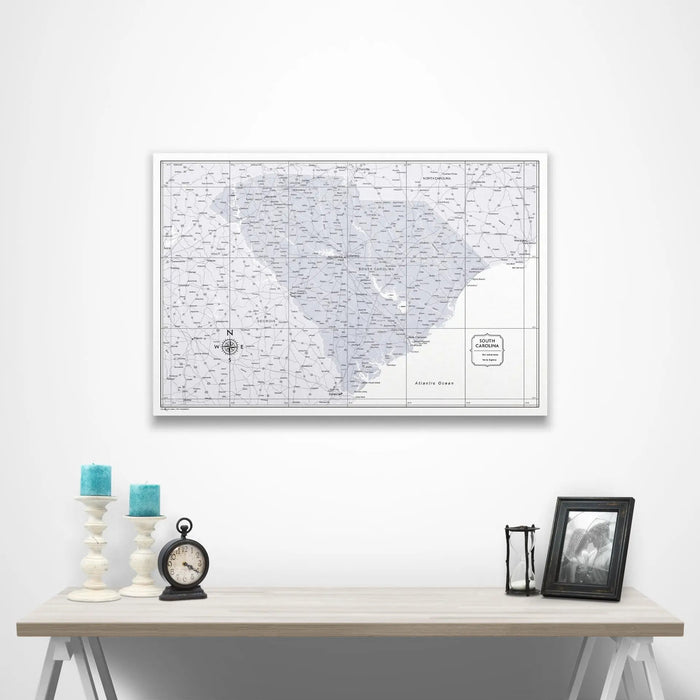 South Carolina Map Poster - Light Gray Color Splash CM Poster