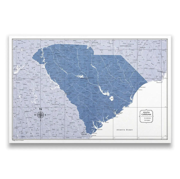 South Carolina Map Poster - Navy Color Splash CM Poster